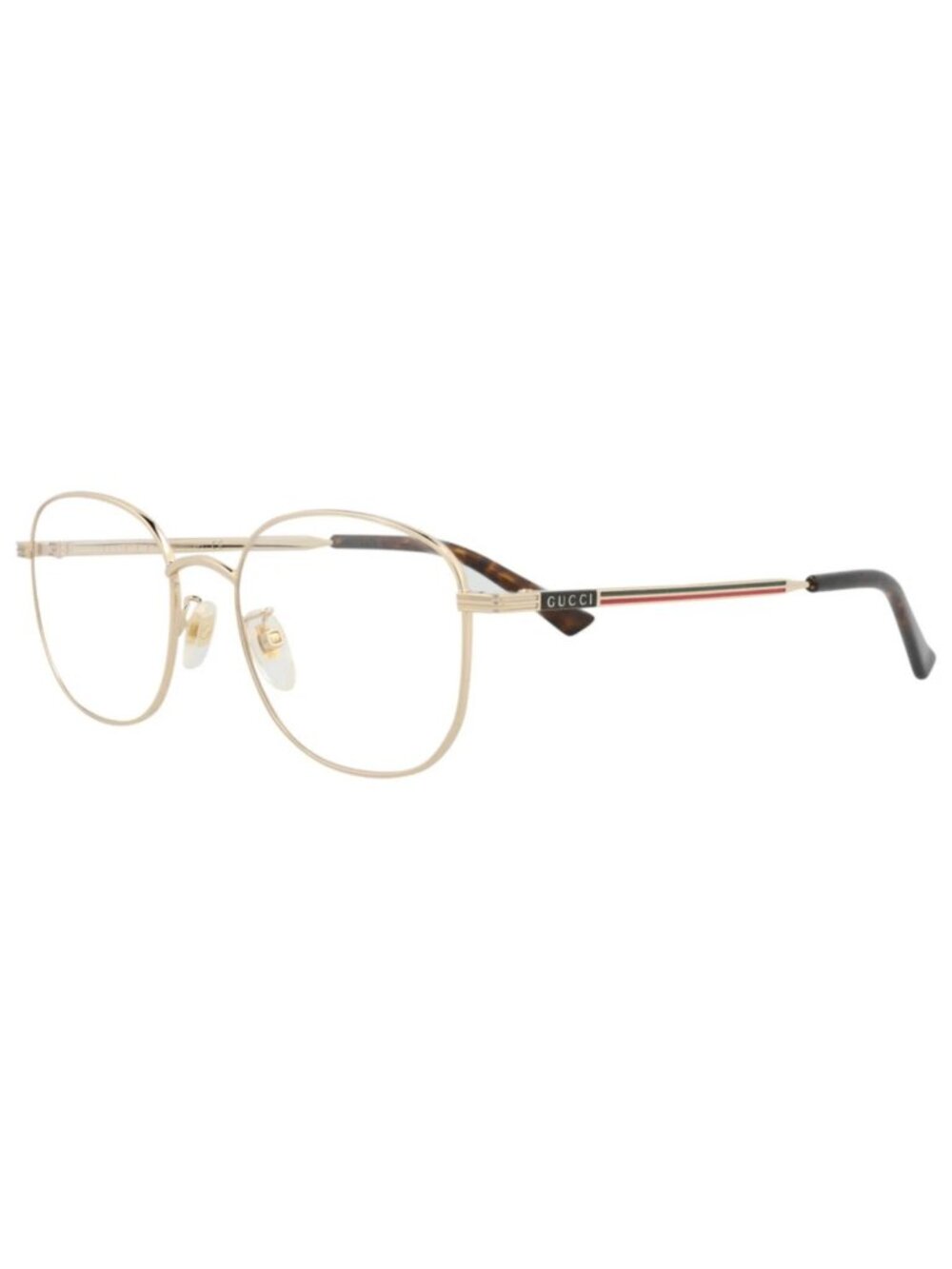 New Gucci Women's Eyeglasses Round Oval Metal Frame Mens Gold Gold Transparent